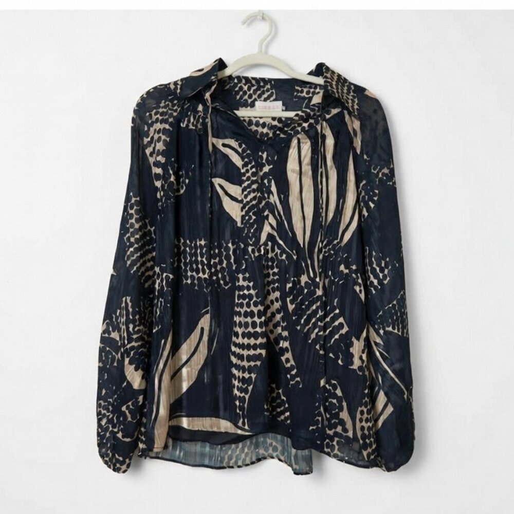 NWT Ciebon Blouse – Navy & Cream, Size M, Lined